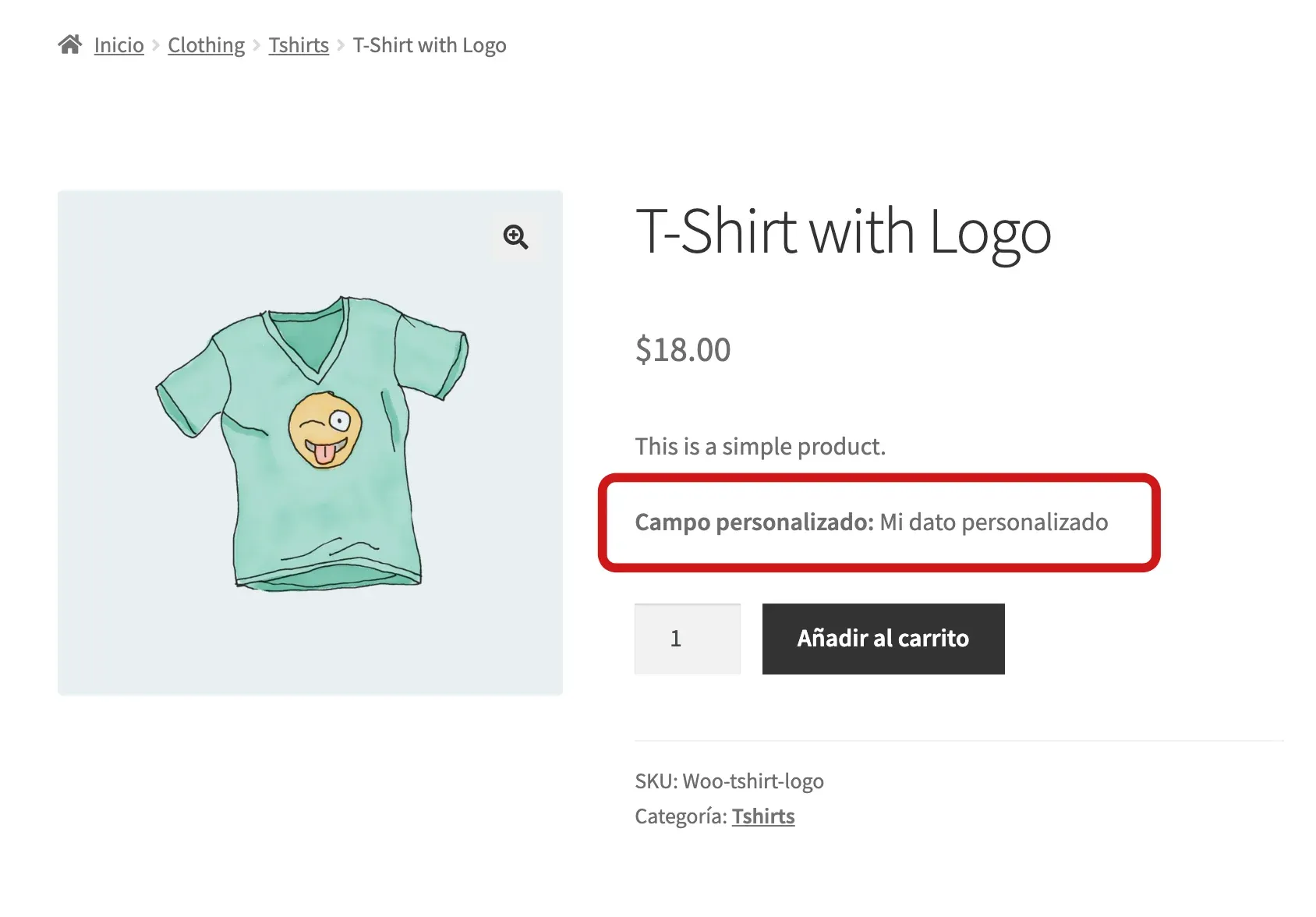 Datos de producto personalizados en WooCommerce